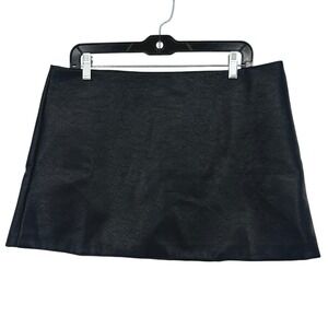 Gap Faux Leather Mini Skirt Women L Black Side Zip NWT Moto Y2K
